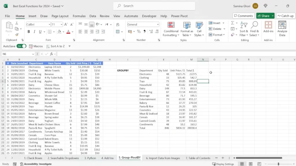 Group By and Pivot By Formulas in Excel