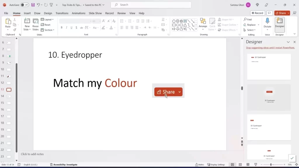 eyedropper tool to Match Any Color in PPT