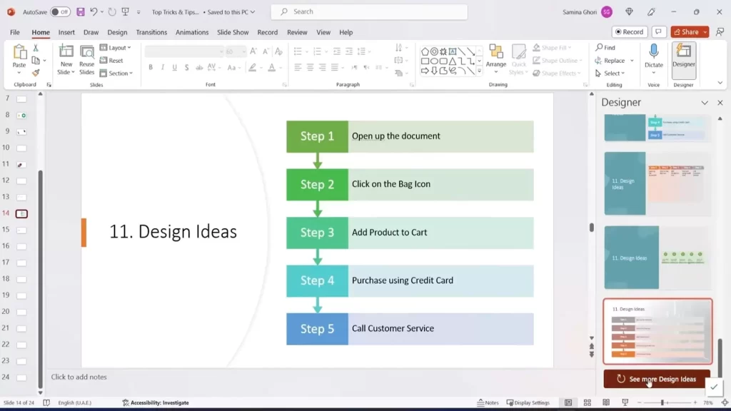 PowerPoint's design ideas feature