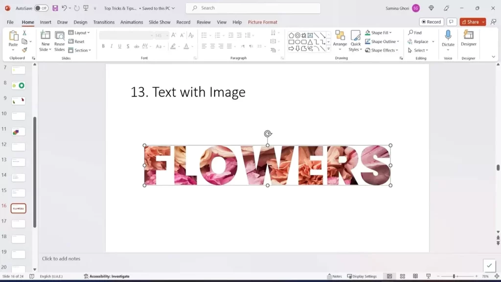 text overlaid on images in PPT