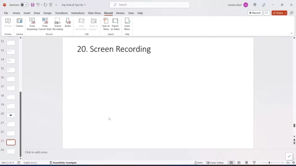 Screen Recording & Cameo Video Record in PPT