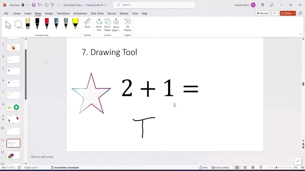 drawing tool in PowerPoint